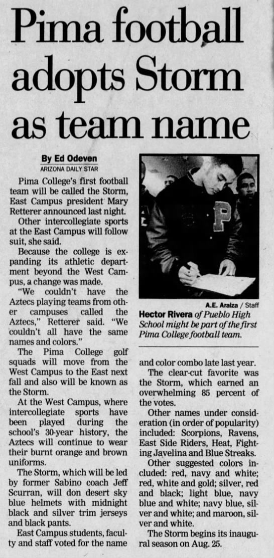 Pima's inaugural football season